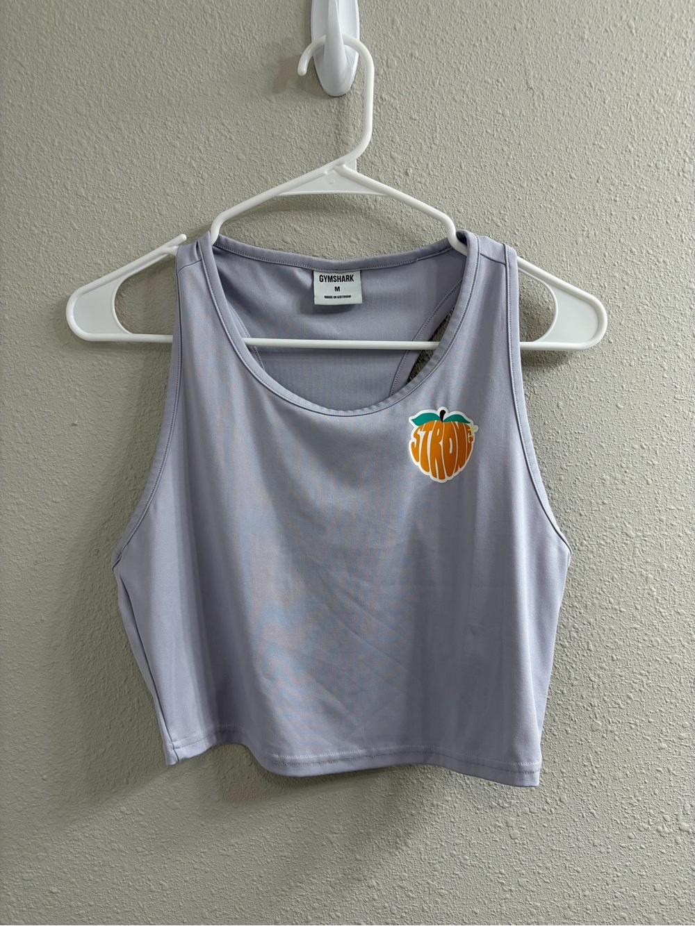 Gymshark Lavender Cropped Tank with Peach Motif
